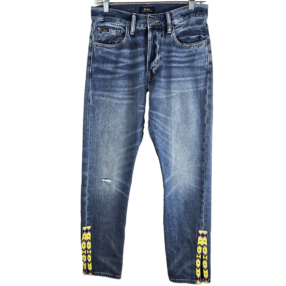 Polo Ralph Lauren Womens Callen Jeans High Rise Slim Southwest Beaded 27